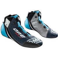 OMP One Evo X R Race Boots - UK 9 / Eur 43, Navy Blue / Silver / Cyan