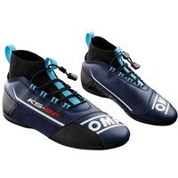 OMP KS-2F Kart Boots - Colour: Navy Blue / Cyan, Size: UK 8 / Eur 42