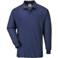 Portwest Genoa Long Sleeved Polo Shirt - XXL, Navy Blue, Blue