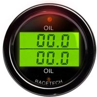 Racetech Oil Pressure - Oil Temperature Dual Gauge - Black Dial Face, Black