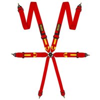 Race Safety Accessories Pro 6 Point Saloon Harness - Red, Red