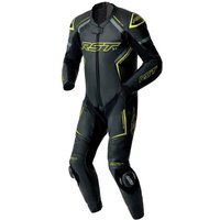 RST S1 D3O Leather Motorcycle Suit - Black / Grey / Flo Yellow, UK 44, Black/grey/yellow
