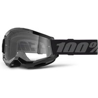 100% Strata 2 Junior Goggles - Black Frame / Clear Lens, Black/clear