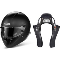 Sparco Stealth RF Helmet & Stand21 Club Series FHR Device Package - Colour: Black, Helmet Size: XL, FHR Size: Medium
