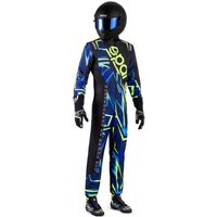 Sparco Prime-K Advanced Kart Suit - Colour: Black / Blue / Fluro Yellow, Size: 150cm