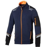 Sparco Tech Full Zip Jacket - Colour: Navy Blue / Fluro Orange, Size: S, Blue/orange