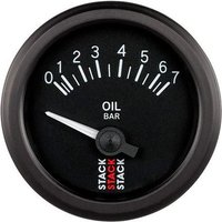 Stack Oil Pressure Gauge - Electrical - Black Dial Face 0-7 Bar, Black