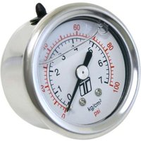 Turbosmart 0-100 PSI Liquid Filled Fuel Pressure Gauge - Silver White