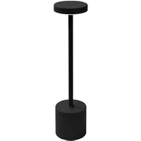 ECD Germany LED Tischlampe kabellos mit Touch Schwarz Ø8x345cm Akku Tischleuchte USBC MLDesign