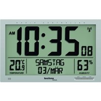 technoline XXL-Funk-Wanduhr mit Temperatur- und Luftfeuchte-Anzeige, Klartext-Wochentagsanzeige