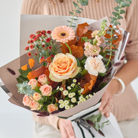 The Autumn Woodland | Elegant Handcrafted Autumn Bouquet | Soft Peach Cream Brown Flowers | Seasonal Gift for Birthdays Anniversaries Romance