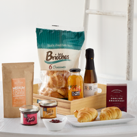 Luxury Breakfast Tray | Gourmet Breakfast Hamper with Tea Coffee Preserves Croissants Prosecco & Wooden Tray | Perfect Morning Gift