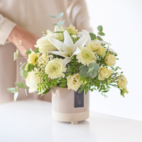 Special Neutral Arrangement | Artisan Florist Design | Fresh Seasonal Flowers in Stylish Reusable Container | Ready to Display