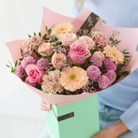 The Heartfelt Hello | Pastel Pink and Peach Flower Arrangement in Gift Box | Handcrafted by Local Florist | Long-Lasting Fresh Blooms