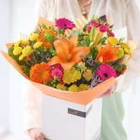 The Colourful Charm | Vibrant Hand-Tied Bouquet | Bright Yellow Orange Cerise Flowers | Expertly Arranged by Local Florist