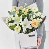 The Calming Moment | Neutral Flower Bouquet with Cream and White Blooms | Handcrafted by Local Florist | Fresh Foliage Arrangement