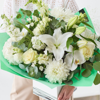 The Tranquillity | Luxurious Handcrafted White and Cream Flower Bouquet | Fresh Roses | Neutral Tones | Eco-Friendly Packaging