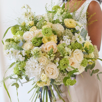 The Ultimate Elegance | Luxury Handcrafted Bouquet with 14 Roses | Soft White Cream Peach Green Flowers | Expert Local Florist Arrangement