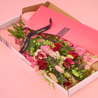 July in Bloom Letterbox Flowers | July Birthday Gift | Red Roses | Cerise Pink Larkspur | Delivered Through Letterbox | 7 Day Freshness Guaranteed
