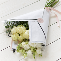 Beautifully Simple White Flower Wrap | Minimalist White Flower Gift Wrap | Hand-Selected Fresh Blooms | Elegant Sustainable Packaging