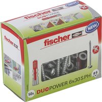 fischer DuoPower 6x30 S PH Dübel mit Schrauben 6 x 30 mm, 50 Stück