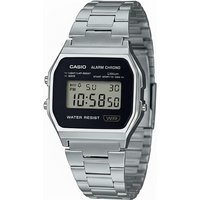 Casio A158WA Vintage Unisex-Uhr Digital mit Edelstahlarmband, silber