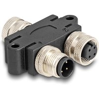 M12 Y-Splitter A-kodiert 4 Pin 1 x Buchse zu 1 x Stecker und 1 x Buchse Parallelschaltung