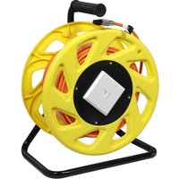 Synergy21 Kabeltrommel, CAT6A, 50m, CAT7A Rohkabel S-STP(S/FTP), mit 1x Buchse/Stecker RJ45(CAT6A), LSZH,