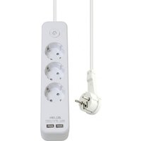 helos Steckdosenleiste ADVANCED, 3-fach, USB-Charger wei, 1,5m, mit Schalter