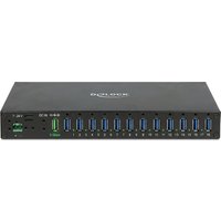 Industrie Hub 16 x USB 5 Gbps Typ-A mit 8 kV ESD Schutz und Hutschienenbefestigung