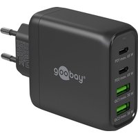 Goobay USB-C Multiport-Schnellladegert, PD, GaN, 68 Watt (schwarz, 2x USB-C, 2x USB-A, Power Delivery, QuickCharge)