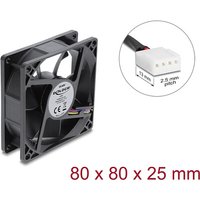 Axiallüfter 48 V DC, 80 x 80 x 25 mm mit 4 Pin PWM Lüfteranschluss schwarz