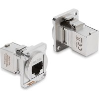 D-Typ Modul RJ45 Buchse zu Buchse 90° gewinkelt Cat.6A silber