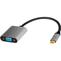 Logilink USB 3.2 Gen1 Type-C adapter, C/M to VGA/F, 1080p/60 Hz, alu, black/grey, 0.15 m