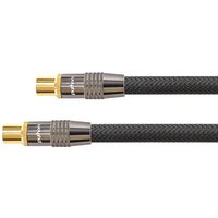 TV Antennenkabel, IEC/Koax Stecker an Buchse, vergoldet, vierfach geschirmt, 120 dB, 75 Ohm, Nylongeflecht, schwarz, 1m, PYTHON® Series