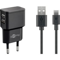 Goobay USB-C Dual Ladeset 2,4 A (schwarz)