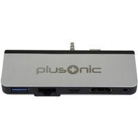 Z Plusonic Docking Adapter/Hub für Microsoft Surface Go, 5in1: USB 3.0/RJ45 Gigabit-Ethernet/Type-C/HDMI/AUX