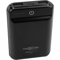 ANSMANN Powerbank 10,8 Mini - Powerbank - 10000 mAh - 37 Wh - 2,4 A - 2 Ausgabeanschlussstellen (USB) - Schwarz (1700-0091)