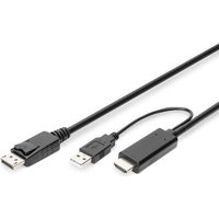 DIGITUS - Adapterkabel - DisplayPort männlich zu HDMI, USB (nur Strom) männlich - 2 m - Support von 4K 30 Hz DIGITUS - Adapterkabel - DisplayPort männlich zu HDMI, USB (nur Strom) männlich - 2 m - Support von 4K 30 Hz