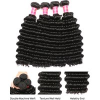 Nadula Deep Wave HD Lace Closure 5x5 With Bundles 12 Inch -26 Inch Deep Wave Hair Weaves 4 Bundles With Closure
