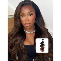 Nadula Chestnut Brown Black Roots Color Body Wave Quality Virgin Human Hair Weave
