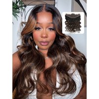 Nadula 1PC 13x4 Lace Frontal Balayage Highlight Body Wave Free Part Virgin Human Hair