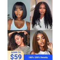 Down To $59 | Nadula Flash Sale Glueless Bob Wig And V Part Put On And Go Wigs Beginner Friendly 180%-200% Density
