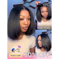 50% OFF Nadula Flash Sale 7x5 Yaki Bob And Yaki Straight Wigs Put On and Go Human Hair Wig 150%180% Density