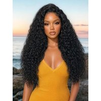 Nadula 13x4 Lace Front Kinky Straight Water Wave Hybrid Wig Fluffy Natural Blowout Wave Human Hair Wig