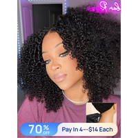 Pay in 4 | Nadula Glueless Afro Kinky Curly with Finger Coils V Part Wigs No Leave Out Beginner Friendly