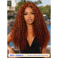 Limited $39 | Nadula Clearance Sale Ginger Curly Hair 4x0.75 Minimalist T Part Lace Pre Plucked Human Hair Wigs 180% Density