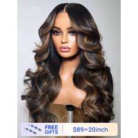 80% OFF Sale | Nadula Mocha Brown Highlight Wig 7x5 No Slip Wig Loose Body Wave Wig Human Hair Wig