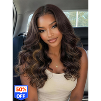50% OFF Sale Mocha Brown Highlight Wig 7x5 No Slip Wig Loose Body Wave Wig Human Hair Wig