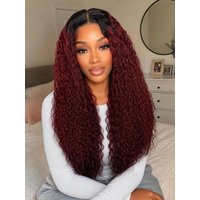 Nadula 7x5 No Slip Wig 99J Burgundy Red Color With Dark Roots Water Wave Wig Glueless Human Hair Wig with Drawstring